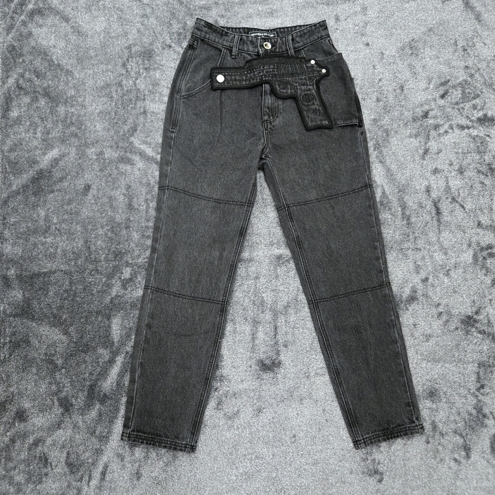 Maniere De Voir Jeans Women's Size 6 Black High Rise Goth Gun Baddie Streetwear